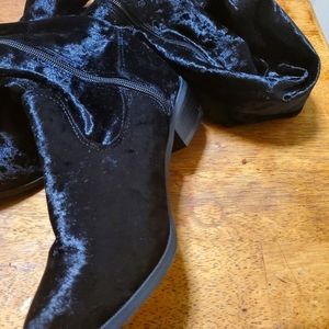 Thigh high velvet boot